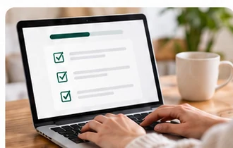 Assessment checklist displayed on a laptop