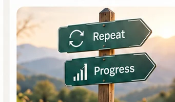Signpost illustrating Repeat or Progress